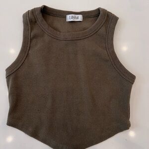 Lilyful crop top, olive/ forest green. size small worn once